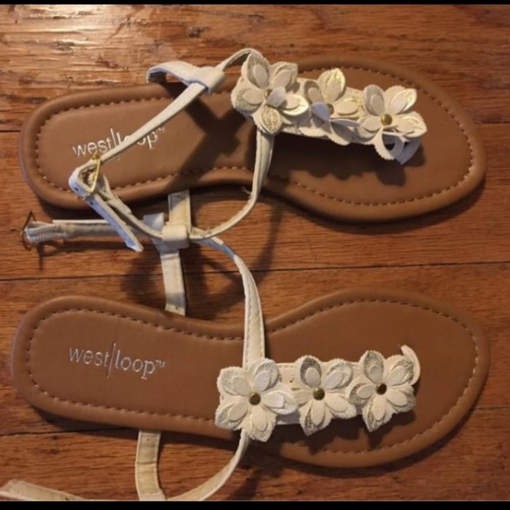 Off White Floral Sandals